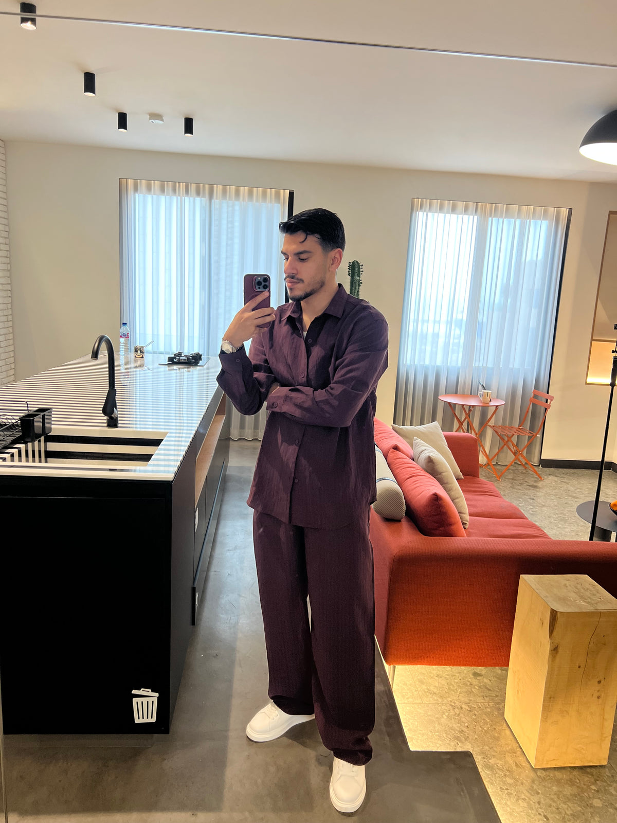 100% linen oversized set