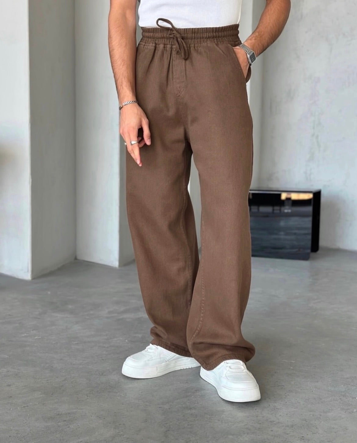 Gabardin baggy pants