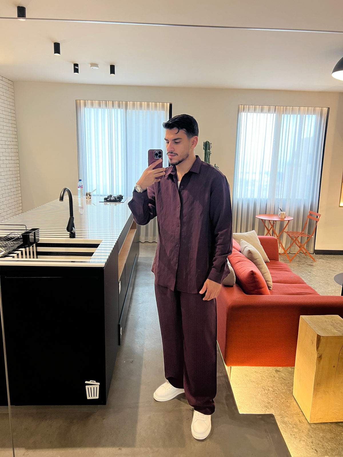 100% linen oversized set